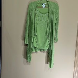 Kenneth Cole Cardigan Set with Shirt in lime green Size M